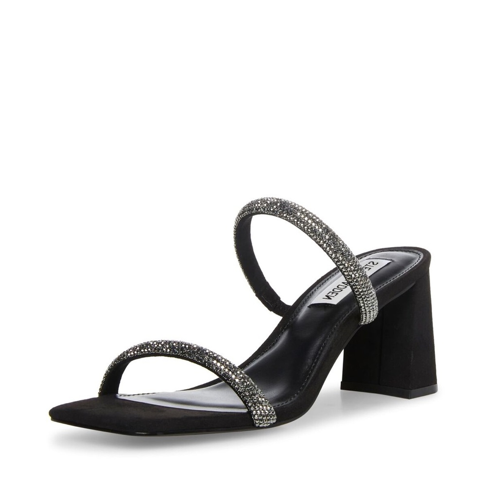 Steve Madden Black Lilah-R Rhinestone Heels Sandals